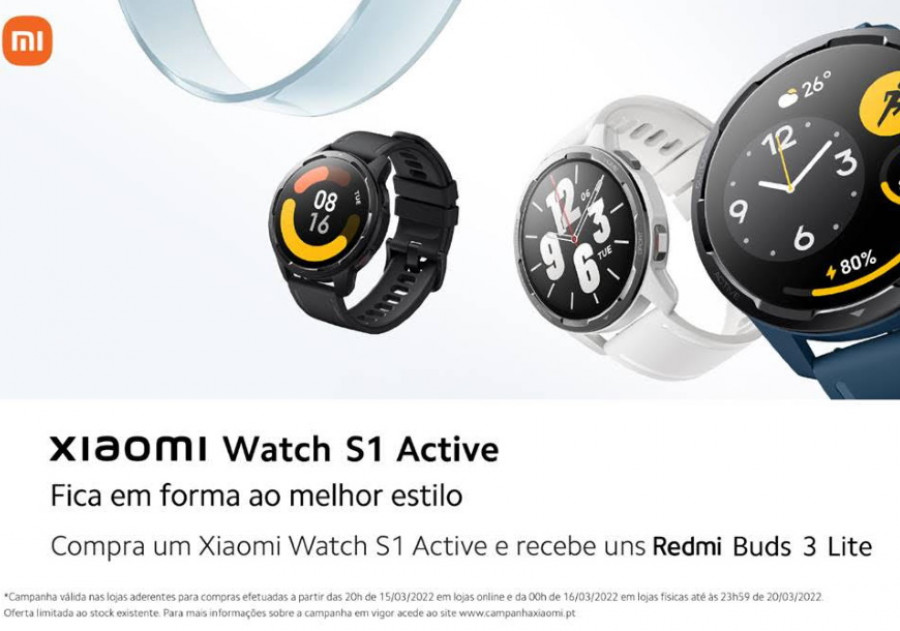 Xiaomi oferece Redmi Buds 3 Lite na compra do Xiaomi Watch S1Active